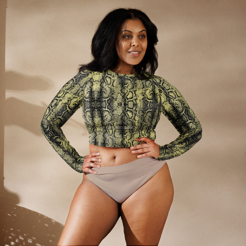 Recycled long-sleeve crop top